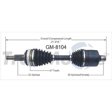 Surtrack Axle Cv Axle Shaft, Gm-8104 GM-8104